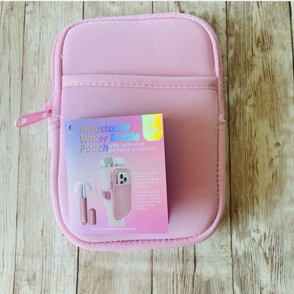 Adjustable Water Bottle Pouch with Refillable Perfume Atomizer